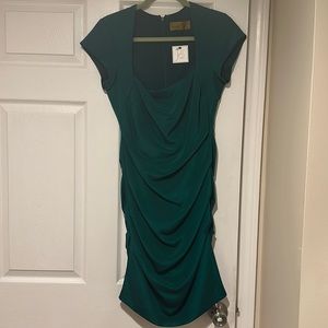 NWT Nicole Miller emerald green satin dress - stunner!